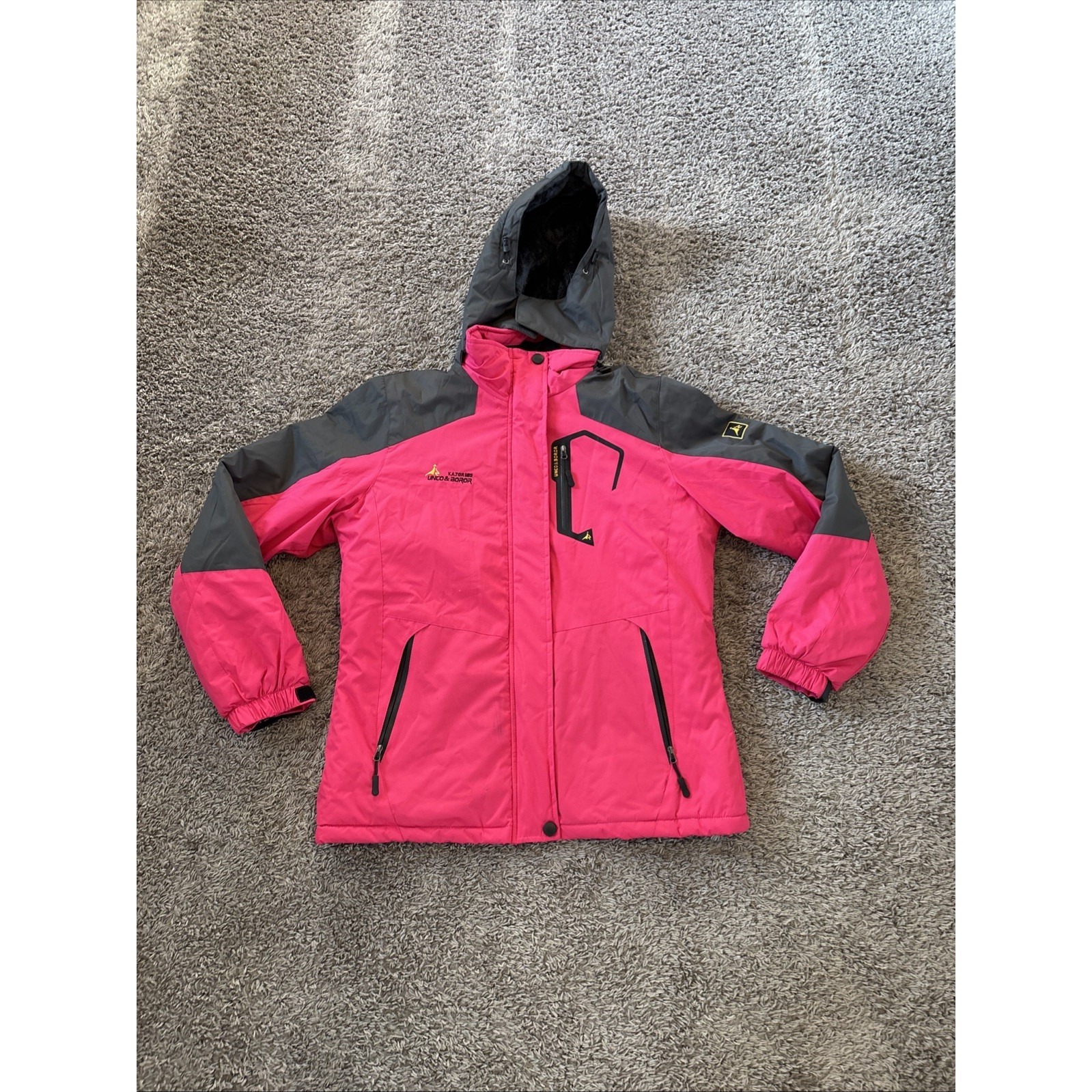 V.A.Tor189 Unco & Boror Womens Small S Jacket Pink Fleece Lined Hooded Ski Snow